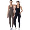 AUROLA Power Workout Jumpsuit for Women Yoga Gym Seamless One Piece Racerback Tummy Control Padded Bra Jumpsuit(Chestnut Brown)