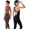 AUROLA Power Workout Jumpsuit for Women Yoga Gym Seamless One Piece Racerback Tummy Control Padded Bra Jumpsuit(Chestnut Brown)