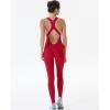 AUROLA Power Workout Jumpsuit for Women Yoga Gym Seamless One Piece Racerback Tummy Control Padded Bra Jumpsuit(Chili Red)