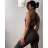 AUROLA Power Workout Jumpsuit for Women Yoga Gym Seamless One Piece Racerback Tummy Control Padded Bra Jumpsuit(Coffee Bean)