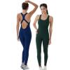AUROLA Power Workout Jumpsuit for Women Yoga Gym Seamless One Piece Racerback Tummy Control Padded Bra Jumpsuit(Forest Green)