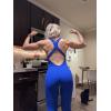 AUROLA Power Workout Jumpsuit for Women Yoga Gym Seamless One Piece Racerback Tummy Control Padded Bra Jumpsuit(Klein Blue)