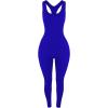 AUROLA Power Workout Jumpsuit for Women Yoga Gym Seamless One Piece Racerback Tummy Control Padded Bra Jumpsuit(Klein Blue)