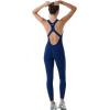AUROLA Power Workout Jumpsuit for Women Yoga Gym Seamless One Piece Racerback Tummy Control Padded Bra Jumpsuit(Pageant Blue)