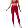 AUROLA Power Workout Leggings for Women Tummy Control Squat Proof Ribbed Thick Seamless Scrunch Active Pants(Flame Red)