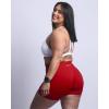 AUROLA Power Workout Shorts for Women Tummy Control Squat Proof Ribbed Thick Seamless Scrunch Active Short(Flame Red)
