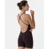 AUROLA Strapy Romper for Women Workout Yoga Gym Seamless One Piece Jumpsuit Tummy Control Padded Sports Bra(Chocolate Torte)