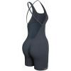 AUROLA Strapy Romper for Women Workout Yoga Gym Seamless One Piece Jumpsuit Tummy Control Padded Sports Bra(Dark Grey)