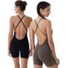 AUROLA Strapy Romper for Women Workout Yoga Gym Seamless One Piece Jumpsuit Tummy Control Padded Sports Bra(Set (Black+chestnut Brown))