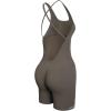 AUROLA Strapy Romper for Women Workout Yoga Gym Seamless One Piece Jumpsuit Tummy Control Padded Sports Bra(Set (Black+chestnut Brown))