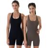 AUROLA Strapy Romper for Women Workout Yoga Gym Seamless One Piece Jumpsuit Tummy Control Padded Sports Bra(Set (Black+chestnut Brown))