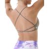 AUROLA Venus Women Sports Bras Backless Strappy Workout Bra, Low Support Removable Padded Gym Bras(Floral-khaki)
