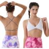 AUROLA Venus Women Sports Bras Backless Strappy Workout Bra, Low Support Removable Padded Gym Bras(Floral-khaki)
