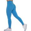 AUROLA Workout Leggings for Women Seamless Scrunch Tights Tummy Control Gym Fitness Girl Sport Active Yoga Pants(Azure Blue)
