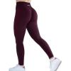 AUROLA Workout Leggings for Women Seamless Scrunch Tights Tummy Control Gym Fitness Girl Sport Active Yoga Pants(Black Cherry)