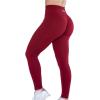 AUROLA Workout Leggings for Women Seamless Scrunch Tights Tummy Control Gym Fitness Girl Sport Active Yoga Pants(Deep Red)