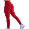 AUROLA Workout Leggings for Women Seamless Scrunch Tights Tummy Control Gym Fitness Girl Sport Active Yoga Pants(Fiery Red)