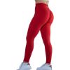 AUROLA Workout Leggings for Women Seamless Scrunch Tights Tummy Control Gym Fitness Girl Sport Active Yoga Pants(Set (Black+fiery Red))