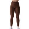 AUROLA Workout Leggings for Women Seamless Scrunch Tights Tummy Control Gym Fitness Girl Sport Active Yoga Pants(Set (Chestnut Brown+dandelion Brown))