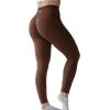 AUROLA Workout Leggings for Women Seamless Scrunch Tights Tummy Control Gym Fitness Girl Sport Active Yoga Pants(Set (Chestnut Brown+dandelion Brown))