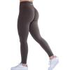 AUROLA Workout Leggings for Women Seamless Scrunch Tights Tummy Control Gym Fitness Girl Sport Active Yoga Pants(Set (Chestnut Brown+dandelion Brown))