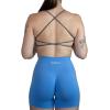 AUROLA Workout Sports Bras Women Athletic Removable Backless Strappy Criss Cross Light Support Gym Fitness Yoga Crop Bra(Ice Flower-dark Grey)