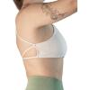 AUROLA Workout Sports Bras Women Athletic Removable Backless Strappy Criss Cross Light Support Gym Fitness Yoga Crop Bra(Solid-crescent White)
