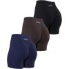 AUROLA Dream Collection Women Workout Shorts High Waist Gym Shorts, Scrunch Butt Seamless Athletic Shorts(Pack(black/Naval Academy/Chocolate Torte))