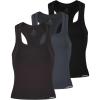 AUROLA Essentials Seamless Sleeveless Racerback Top,Women Subtle Marl Workout Square Neck Fitted Tank(Pack (Black+dark Grey+seal Brown))