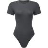 AUROLA Everyday Crew Neck Bodysuits Shirts,Going Out Short Sleeve Casual Basic Stretchy Fashion One Piece(Grey Nights)