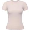 AUROLA Everyday Fitted T-Shirt for Women,Crew Neck Basic Short Sleeves T ShirtCrop Tops Modal Slim Fit Tee(Begei)