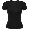 AUROLA Everyday Fitted T-Shirt for Women,Crew Neck Basic Short Sleeves T ShirtCrop Tops Modal Slim Fit Tee(Black)