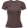 AUROLA Everyday Fitted T-Shirt for Women,Crew Neck Basic Short Sleeves T ShirtCrop Tops Modal Slim Fit Tee(Brown)