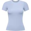 AUROLA Everyday Fitted T-Shirt for Women,Crew Neck Basic Short Sleeves T ShirtCrop Tops Modal Slim Fit Tee(Chambray Blue)