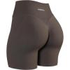 AUROLA Impressive Collection Workout Shorts for Women,High Waisted V-Shape Seam Gym Embossed Logo Athletic Fitness Short(Chestnut Brown)