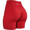 AUROLA Impressive Collection Workout Shorts for Women,High Waisted V-Shape Seam Gym Embossed Logo Athletic Fitness Short(Chili Red)