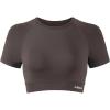 AUROLA Influence Crop Top Workout Shirts for Women, Ultra-Soft Seamless Gym T Shirts Short Sleeve Running Workout Tops(Chestnut Brown)