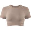 AUROLA Influence Crop Top Workout Shirts for Women, Ultra-Soft Seamless Gym T Shirts Short Sleeve Running Workout Tops(Natural)