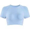 AUROLA Influence Crop Top Workout Shirts for Women, Ultra-Soft Seamless Gym T Shirts Short Sleeve Running Workout Tops(Sky Light)