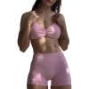 AUROLA Influence Workout Shorts & Bras Set for Women,No Roll Up Squat Proof Shorts Seamless Compression Gym Bra Set, Sweet Pink, XS