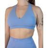 AUROLA Moon Seamless Halter Backless Sport Bra for Women Adjustable Padded Active Workout Gym Yoga Crop Tank Top(Serenity Blue)