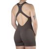 AUROLA Power Romper for Women Workout Yoga Gym Seamless One Piece Racerback Jumpsuit Tummy Control Padded Sports Bra(Chestnut Brown)