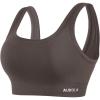AUROLA Power Sports Bras for Women – Push Up Workout Bra Square Neck Yoga Bra Padded Low Impact Gym Bra Crop Top(Chestnut Brown)
