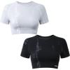 AUROLA Serpent Snake Seamless Workout T-Shirts for Women,Short Sleeve Crop Top Gym Yoga Athletic Shirts Tee(Pack(gray Dawn+black))