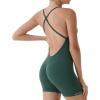 AUROLA Strapy Romper for Women Workout Yoga Gym Seamless One Piece Jumpsuit Tummy Control Padded Sports Bra(Eden Green)