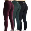 AUROLA Workout Leggings for Women Seamless Scrunch Tights Tummy Control Gym Fitness Girl Sport Active Yoga Pants(Black+ponderosa Green+black Cherry)