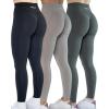 AUROLA Workout Leggings for Women Seamless Scrunch Tights Tummy Control Gym Fitness Girl Sport Active Yoga Pants(Pack (Black/Steel Grey/Silver Sconce))