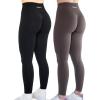 AUROLA Workout Leggings for Women Seamless Scrunch Tights Tummy Control Gym Fitness Girl Sport Active Yoga Pants(Pack (Black+chestnut Brown))