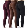 AUROLA Workout Leggings for Women Seamless Scrunch Tights Tummy Control Gym Fitness Girl Sport Active Yoga Pants(Pack(black/Black Cherry/Dandelion Brown))