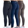 AUROLA Workout Leggings for Women Seamless Scrunch Tights Tummy Control Gym Fitness Girl Sport Active Yoga Pants(Pack(black/Tuxedo Blue/Chestnut Brown))